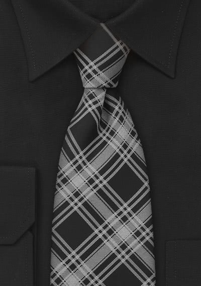 Krawatte Glencheck schwarz grau