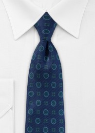 Seiden-Krawatte Ornamente marineblau