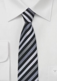 Krawatte gestreift schwarz grau schmale Form