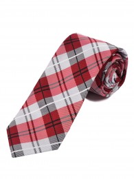 Krawatte Karo-Design silber mittelrot