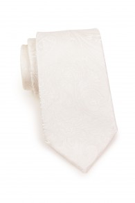 Set Krawatte und Ziertuch Paisley-Muster creme
