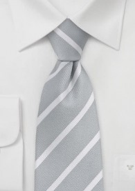 Krawatte Streifendesign zierlich silbergrau