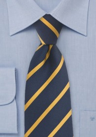 Krawatte Streifenmuster fein marineblau gelb