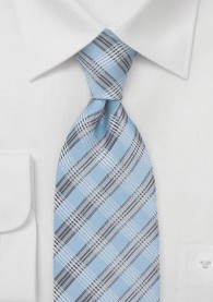 Krawatte karogemustert eisblau silber
