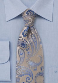 XXL-Krawatte Paisleys beige himmelblau