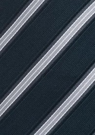 Clip-Krawatte Streifenstruktur Silbergrau Navy
