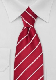 Krawatte Clip- Streifen weiß kirschrot