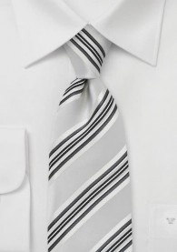 Streifendessin-Krawatte silber perlweiß