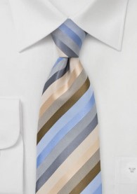 Krawatte Streifendesign champagner grau himmelblau