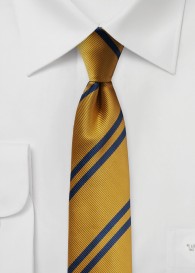 Krawatte goldfarben nachtblau Streifendesign