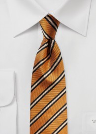 Sevenfold-Krawatte gestreift kupfer-orange weiß