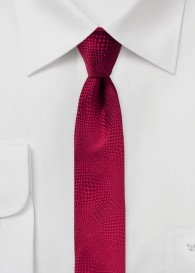 Krawatte schmal geformt Struktur-Muster mittelrot