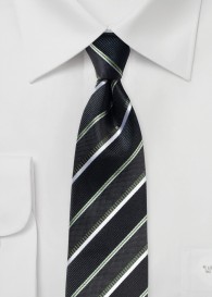 Stylische XXL-Krawatte gestreift teerschwarz weiß