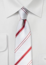 Streifen-Krawatte perlweiß rot
