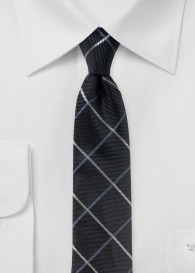 Krawatte elegantes Linienkaro tintenschwarz silber