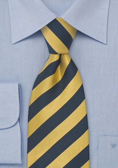 Clip-Krawatte blau gelb gestreift