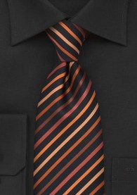 Krawatte XXL Streifenmuster dark black orange