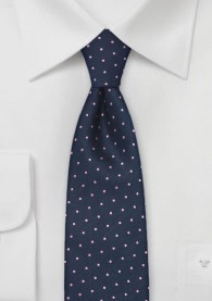 Krawatte schmal blau rosa Punkte