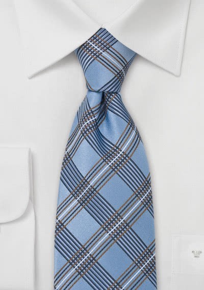 Krawatte Clip Glencheck blau kupfer