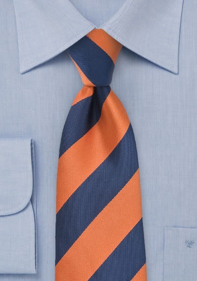 Krawatte Streifen breit orange navyblau