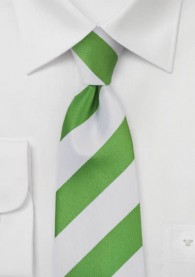 Krawatte Streifendesign breit perlweiß blassgrün