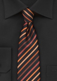 Krawatte Streifenmuster schmal dark black orange
