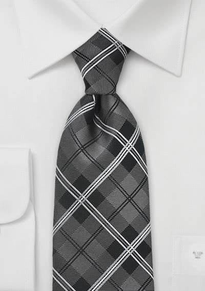 Krawatte Karo-Muster grau