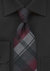 Krawatte wuchtiges Karo-Muster tintenschwarz grau