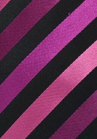 Krawatte stylisches Streifenmuster magenta tiefschwarz
