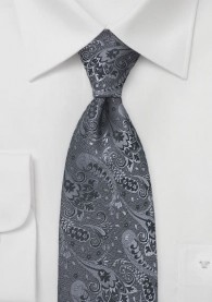 Krawatte geblümtes Dekor grau