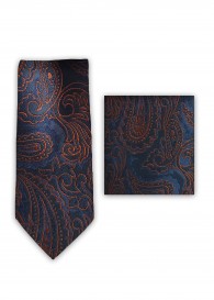 Set Krawatte Tuch Paisley navyblau