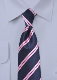 Krawatte Überlänge dunkelblau rose