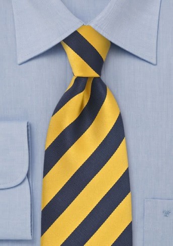 Kinder-Krawatte gelb dunkelblau Streifenmuster
