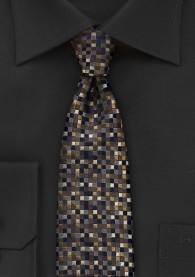 Krawatte schmal Karo-Design beige