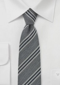 Krawatte XXL Woll-Struktur silbergrau Linien