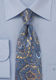 Ranken-Dekor-Krawatte blassblau gelb