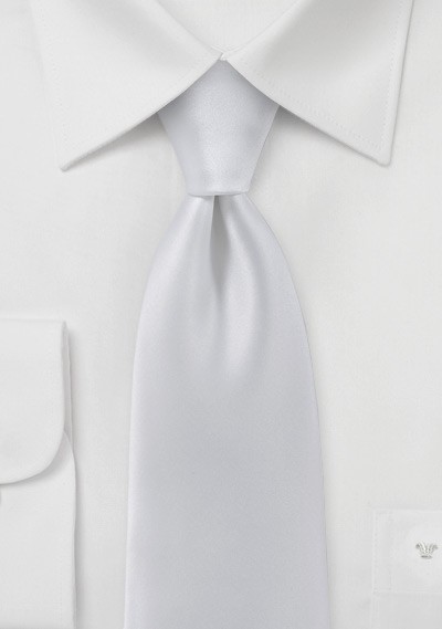 Krawatte monochrom Kunstfaser perlweiß