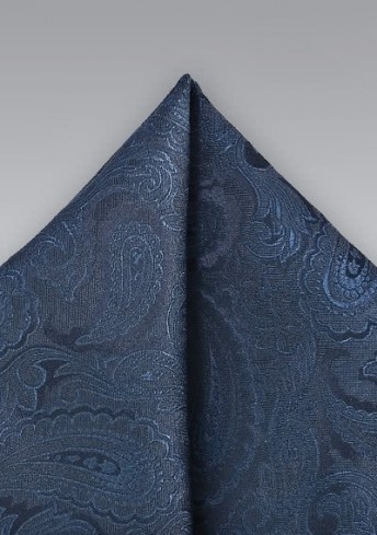 Kavaliertuch Paisley-Motiv italienische Seide dunkelblau mattblau