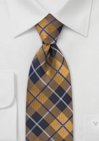 Krawatte  XXL Karo-Design orange