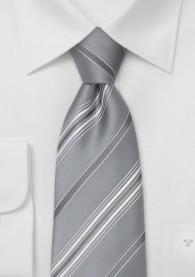 XXL-Krawatte silber weiß Streifen
