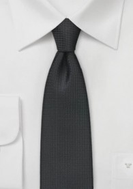 Krawatte asphaltschwarz schmal Netz-Dekor