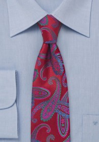 Krawatte Paisleys mittelrot schmal