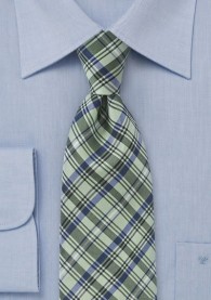 Krawatte dichtes Glencheckmuster staubgrün