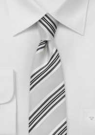Streifendessin-Krawatte schmal  silber perlweiß