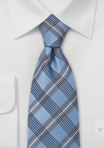 Kinder-Krawatte Glencheck blau kupfer