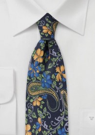 Krawatte Blumenmuster navyblau