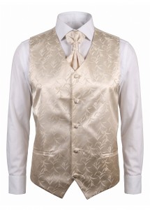 Hochzeitweste und Plastron mit Blumenmuster in Beige mit Hemd