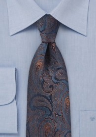 Lange Krawatte Paisley dunkelblau