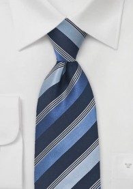 XXL-Businesskrawatte Streifen-Muster stahlblau navyblau