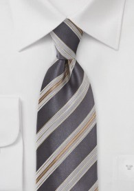 XXL-Krawatte südländische Streifen dunkelgrau